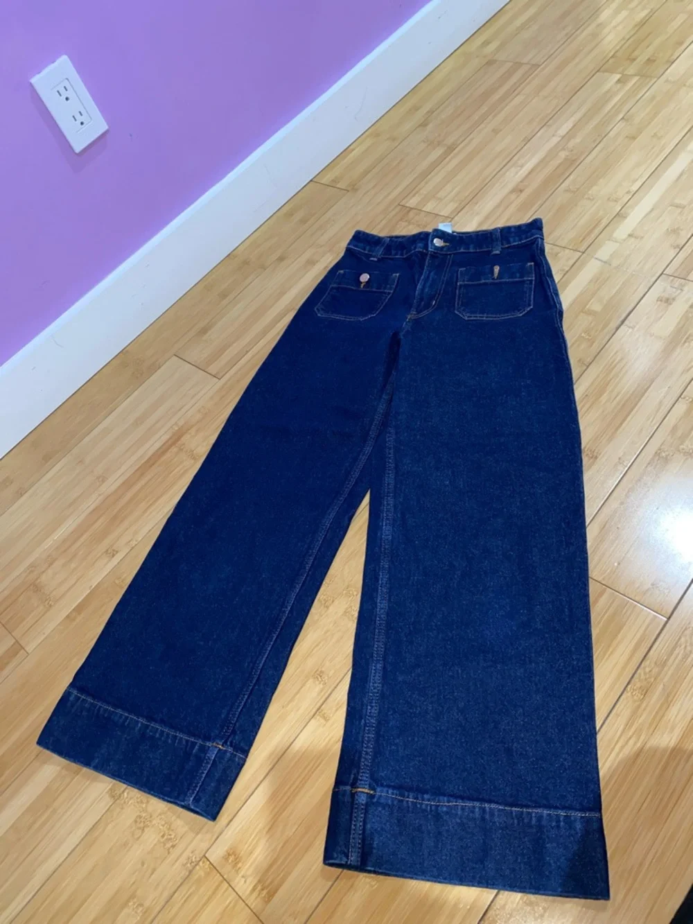 H&M Dark Blue Wide-Leg Women’s Jeans - Picture 1 of 3